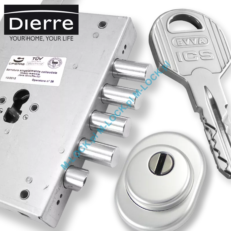 ZESTAW Nr 135A do drzwi Dierre - EVVA ICS (montaż Warszawa)