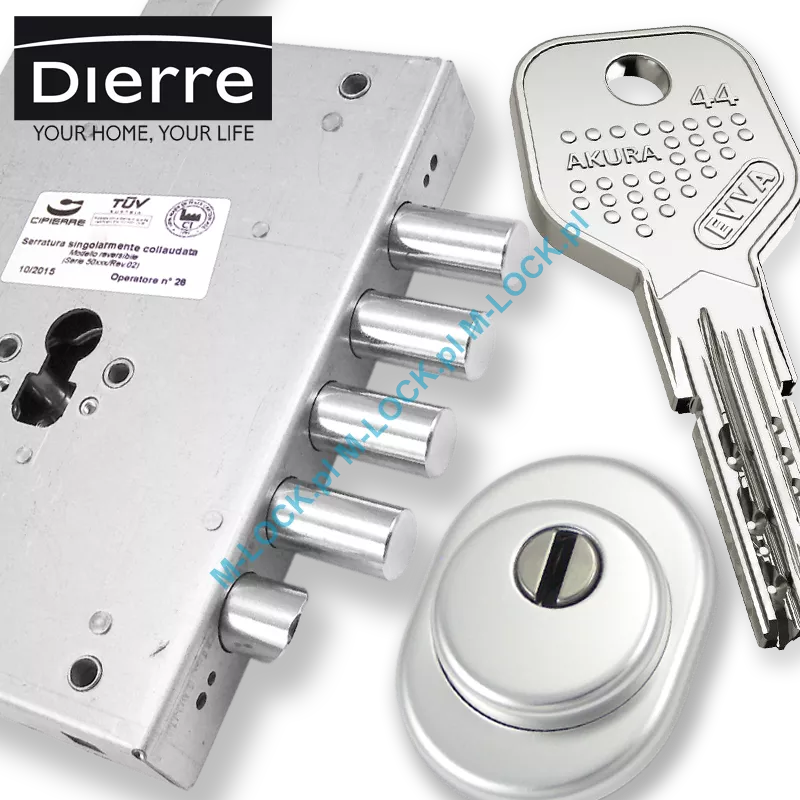 ZESTAW Nr 130A do drzwi Dierre - EVVA Akura 44 (montaż Warszawa)