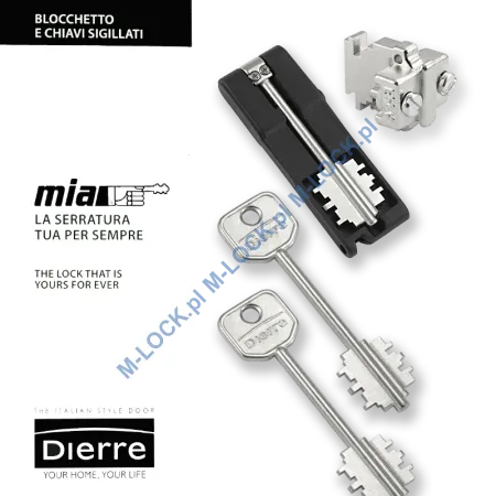 MIA 3130-3, wkładka do drzwi DIERRE (2 klucze 92 mm + klucz składany)